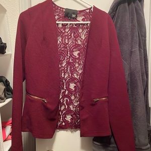 Maroon Lace-Backed Blazer